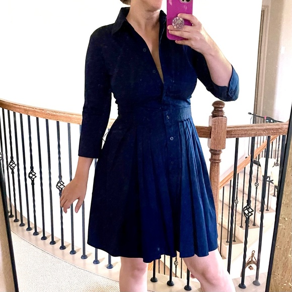 Lauren Ralph Lauren Dresses & Skirts - Lauren Ralph Lauren Navy Blue Pleated Shirt Dress Womens Size 10 Button Up